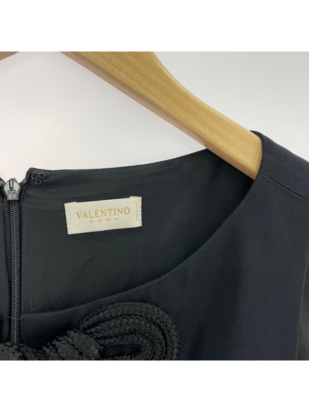 VALENTINO ノースリーブワンピース フロントリボン ブラック