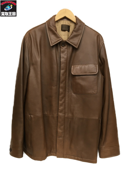 LOEWE　メンズラグ衣料 ラムレザージャケット/フラップポケット/00s/サイズ52