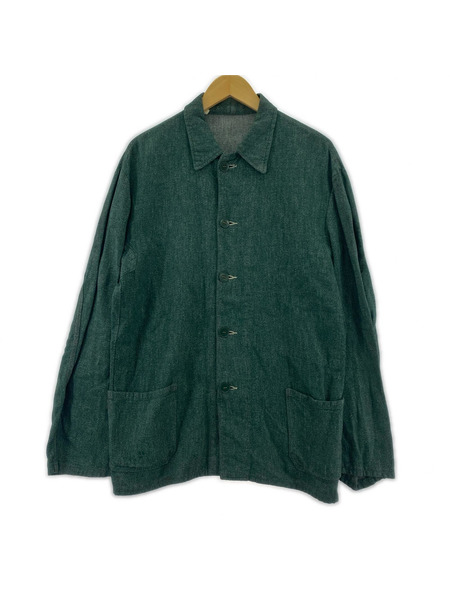 OLD・VINTAGE ジャケット ユーロ シャンブレー カバーオール 緑[値下]