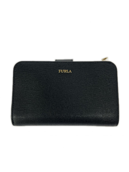 FURLA コンパクトウォレット 二ツ折リ財布/レザー/BLK