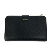 FURLA コンパクトウォレット 二ツ折リ財布/レザー/BLK
