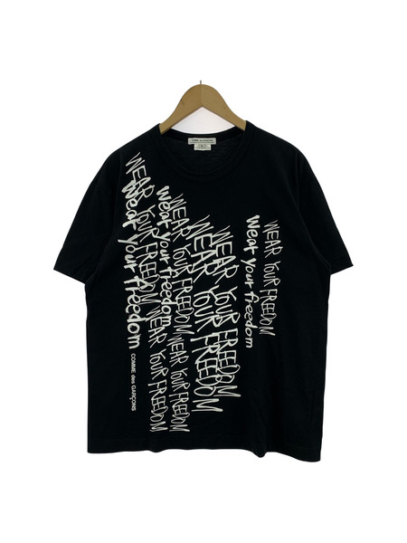 COMME des GARCONS 半袖Tシャツ・カットソー メッセージプリント Tシャツ XL 黒