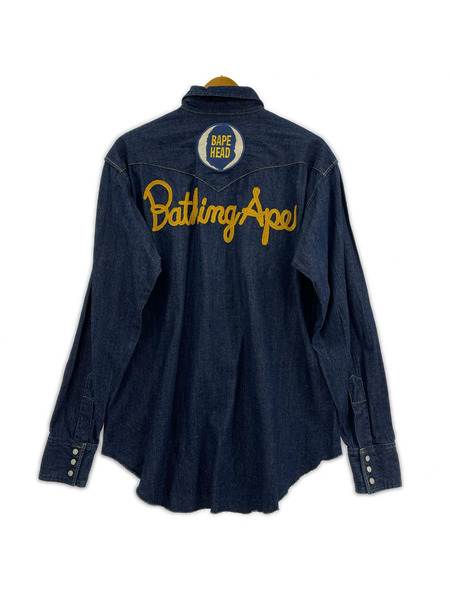 A BATHING APE 長袖シャツ デニムウエスタンシャツ L