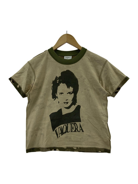 Vaquera inside out Tee インサイドアウト プリントTee S カーキ