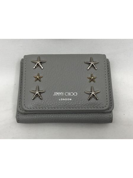 JIMMY CHOO/スタースタッズ/三つ折り財布/グレー