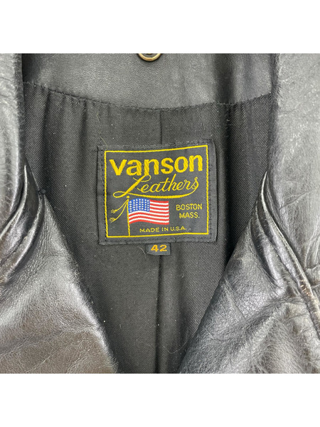VANSON ライダース USA製 ダブル レザー ライダースジャケット 42