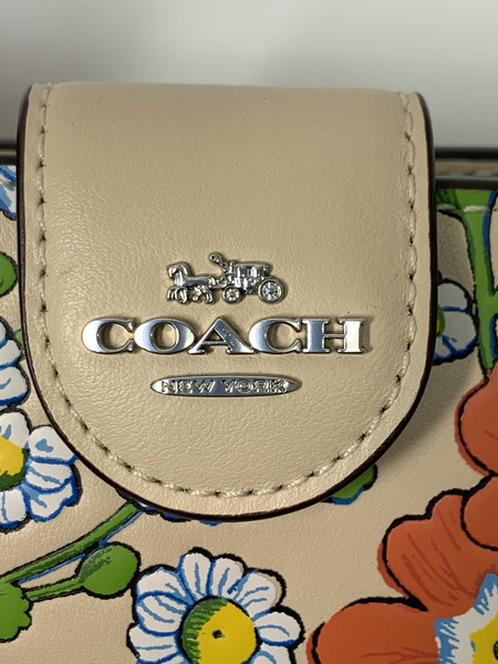 COACH  ミディアム コーナー ジップ ウォレット・フローラル プリント 本体のみ コーチ 財布 二つ折り財布 ミディアムウォレット 花柄