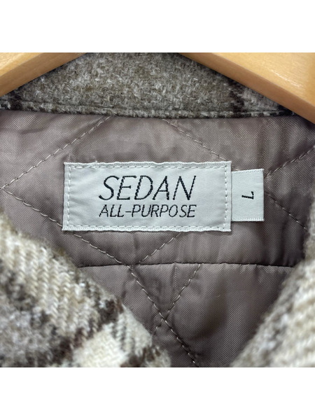 長袖シャツ SEDAN ALL-PURPOSE ラインドプレイドシャツ 灰 (L)