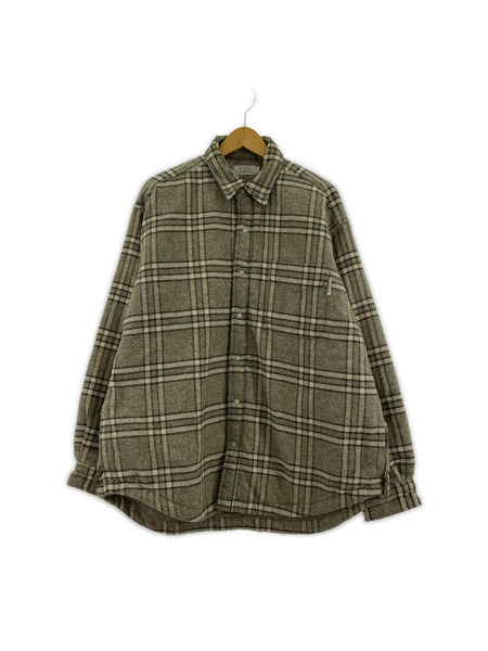 長袖シャツ SEDAN ALL-PURPOSE ラインドプレイドシャツ 灰 (L)