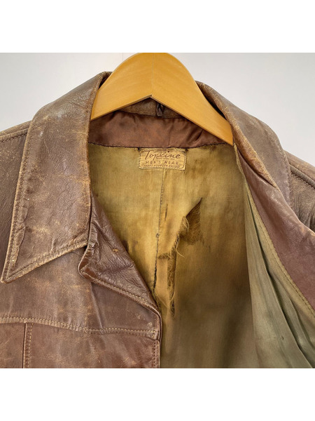 40s TOPLINE レザーカーコート ブラウン