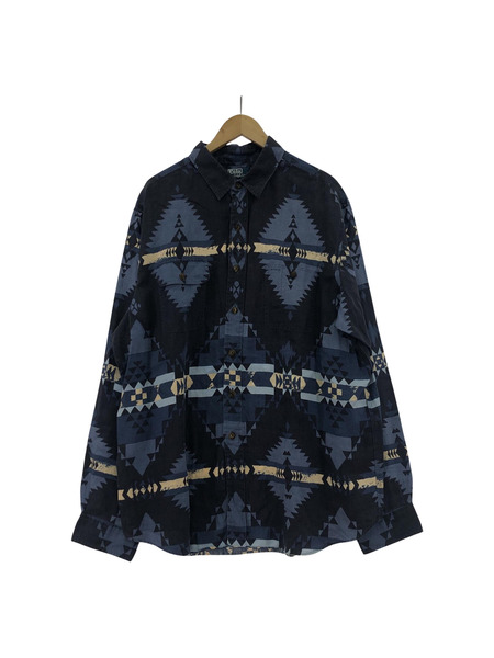 POLO RALPH LAUREN 90s ネイティブリネンシャツ XXL ブルー