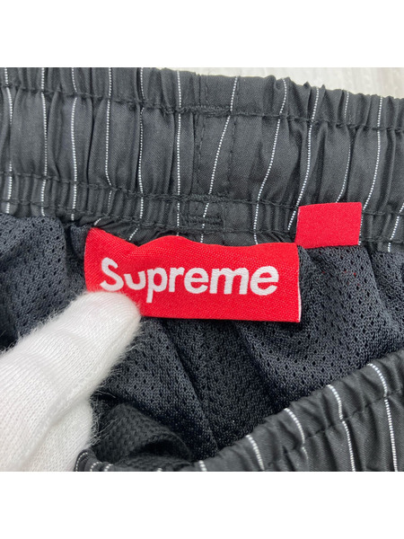 Supreme パンツ Reflective Pinstripe Track Pant 黒 L