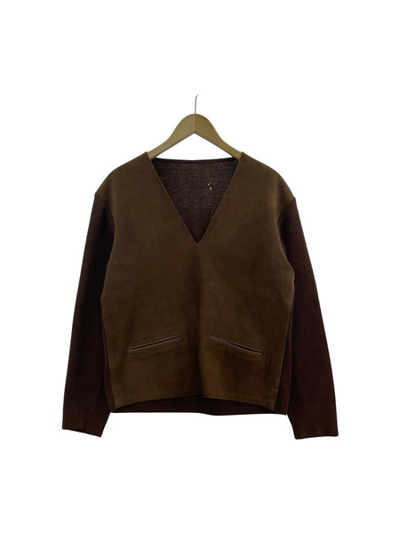 OLD・VINTAGE レザー×ニット カットソー[値下]