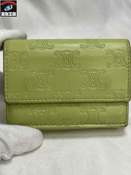 コンパクトウォレット CELINE/フォールデッドコンパクトウォレット/トリオンフ/グリーン