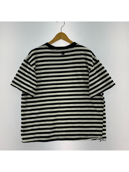 AMI paris 半袖Tシャツ・カットソー ボーダー ロゴ刺繍