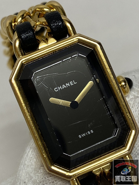 レディースQZ CHANEL プルミエール QZ LH0001 レザーベルト社外