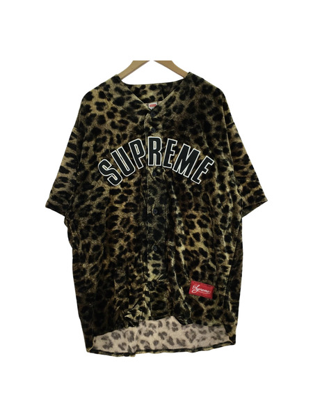 Supreme 25SS Velvet Baseball Jersey Leopard XL レオパード