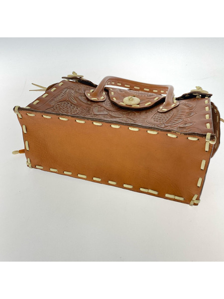 genten ハンドバッグ Carving Tribes ハンドバッグ 茶