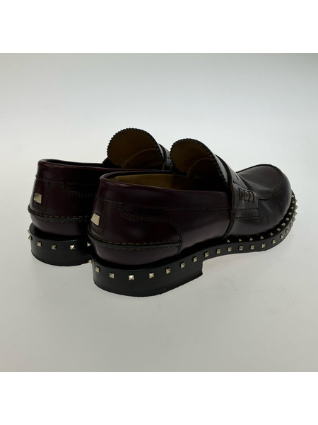 VALENTINO シューズ スタッズコインローファー ワインレッド