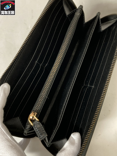 長財布 サフィアーノ ラウンドジップ長財布 黒