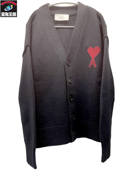 AMI paris Ami De Coeur メリノウールフェルトカーディガン M ブラック