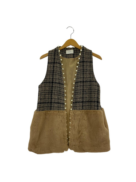 ジレ・ベスト ROSIEE ファードッキングツイードジレ