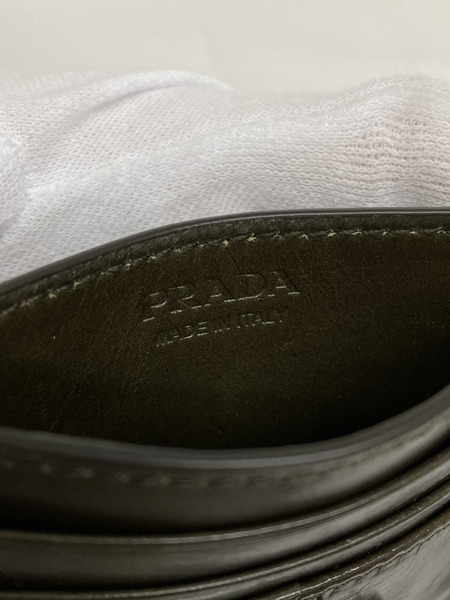 PRADA ソフトルックスレザー カードケース カーキ