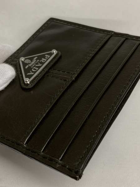 PRADA ソフトルックスレザー カードケース カーキ