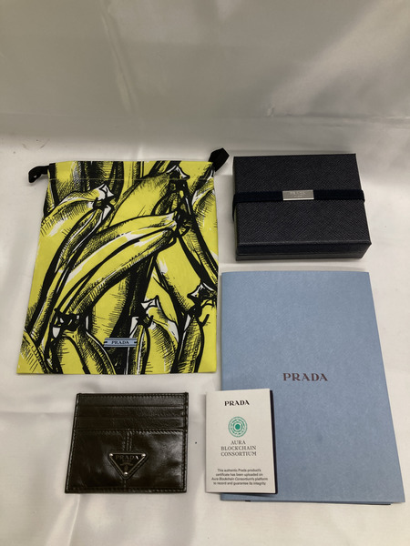 PRADA ソフトルックスレザー カードケース カーキ