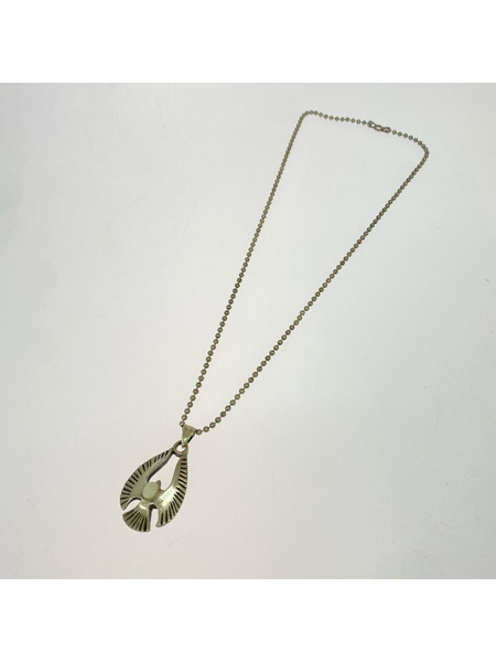ネックレス シルバー925 ネックレス フェザーモチーフ ターコイズ石付