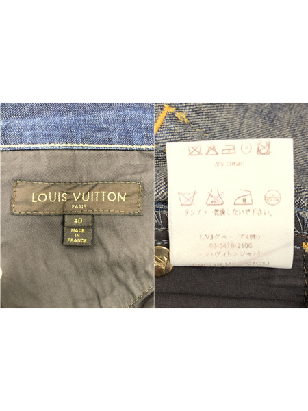 LOUIS　VUITTON LV モノグラムフラワー刺繍 デニム