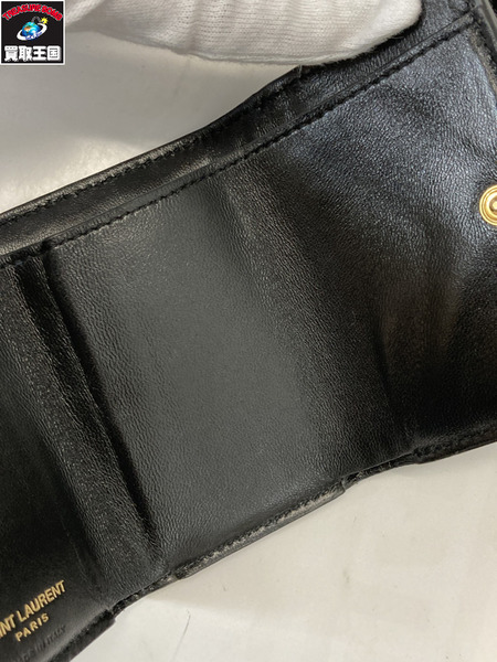 コンパクトウォレット YSL 三つ折り財布　黒