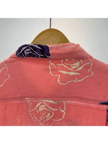 KAPITAL 岡山児島工場 薔薇プリント アロハシャツ 3 ピンク[値下]