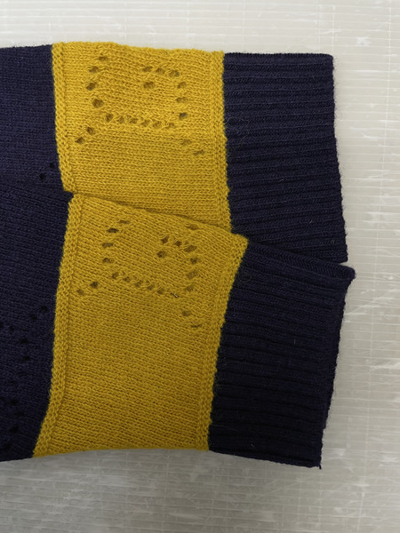 GUCCI GG柄 ボーダーニット M イエロー×ネイビー