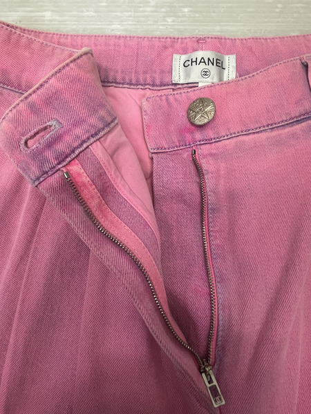 CHANEL 21SS ココマーク バギーワイドデニムパンツ 42 ピンク P70662V62122