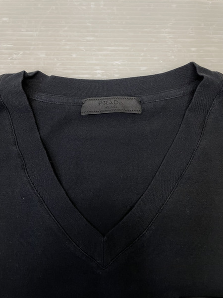 PRADA ラバーロゴVネックTee M 黒 578139 TEV48