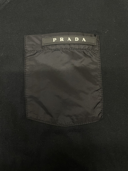 PRADA ラバーロゴVネックTee M 黒 578139 TEV48