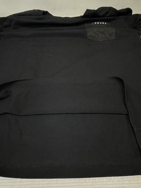 PRADA ラバーロゴVネックTee M 黒 578139 TEV48
