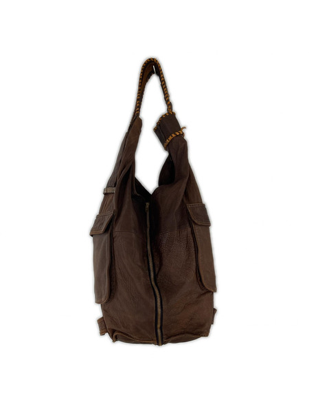 OLD・VINTAGE ショルダーバッグ CONMARジップ/レザーショルダーバッグ/BRW