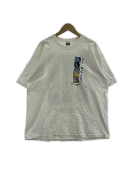 OLD・VINTAGE 90s SAVE THE RAINFOREST S/Sカットソー 白 (XL)