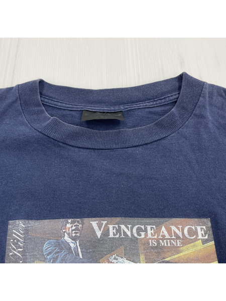 90s Serial Killer VENGEANCE IS MINE Tシャツ (XXL) ネイビー 裾カット