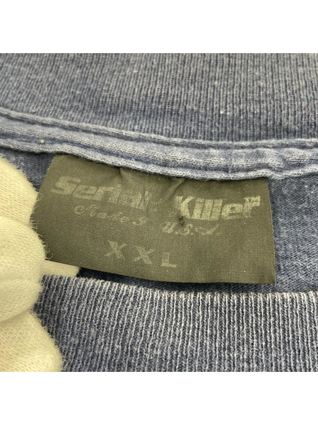 90s Serial Killer VENGEANCE IS MINE Tシャツ (XXL) ネイビー 裾カット