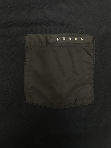 PRADA 2022 胸ナイロンポケットL/Sカットソー XL 黒 SJN262 R192 710