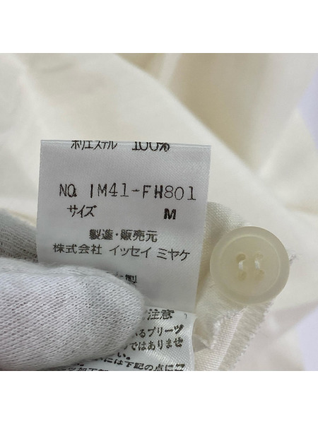 ISSEY MIYAKE 長袖ワンピース プリーツ 白 (M)