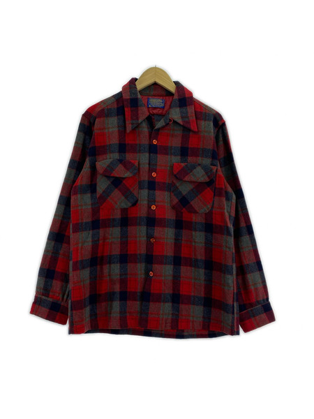 PENDLETON 長袖シャツ 70s USA製 オープンカラーウールシャツ/チェック柄 (M)