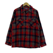 PENDLETON 長袖シャツ 70s USA製 オープンカラーウールシャツ/チェック柄 (M)