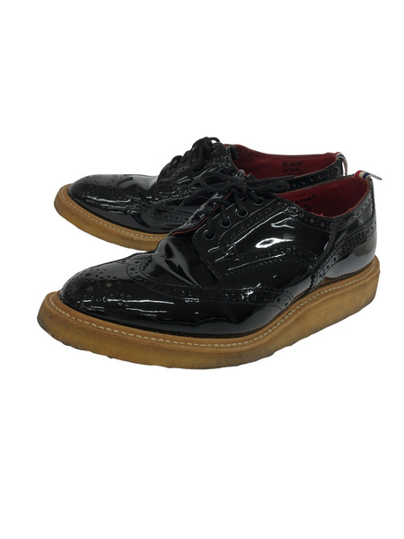Tricker's シューズ ×SEVESKIG パテントレザー ウィングチップ 黒