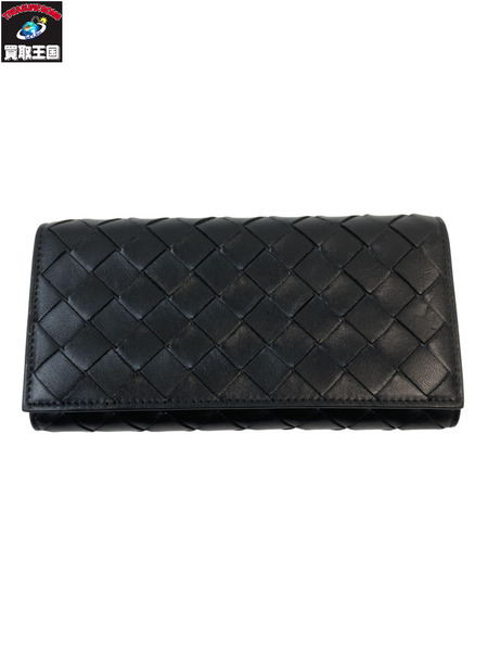 BOTTEGA VENETA ボッテガベネタ イントレチャート 折りたたみ長財布 ロングウォレット ブラック