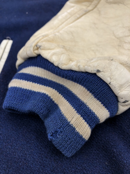 HEWITT 70s スタジャン 袖レザー 青白 36[値下]