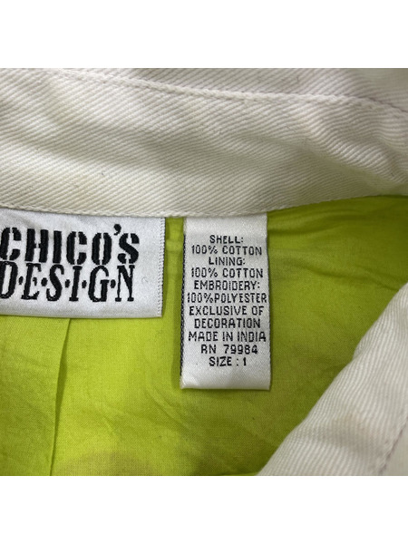 CHICO'S DESIGN 総柄ジャケット ホワイト 1